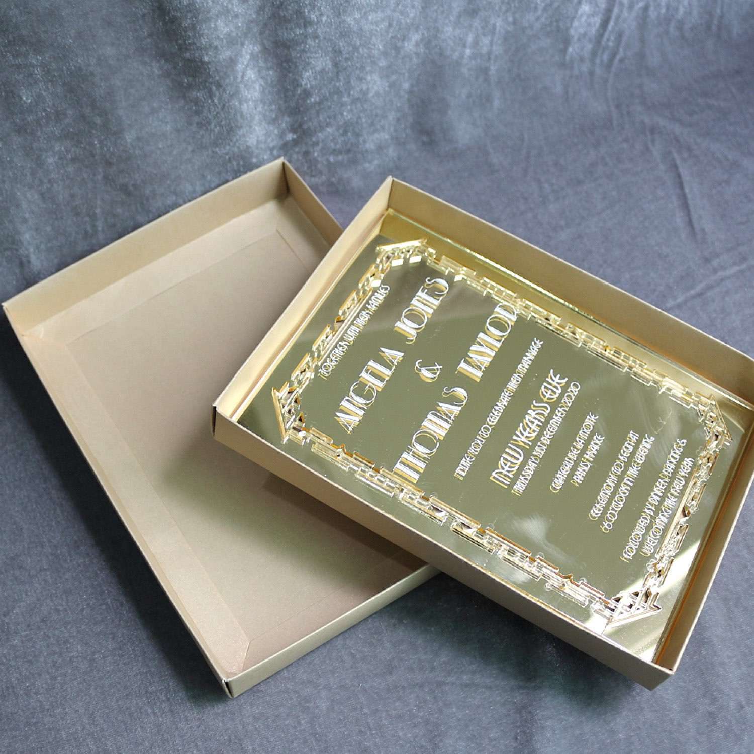 Gold Mirror Invitation Slap-up Invitation With Box Modern Invitation Card